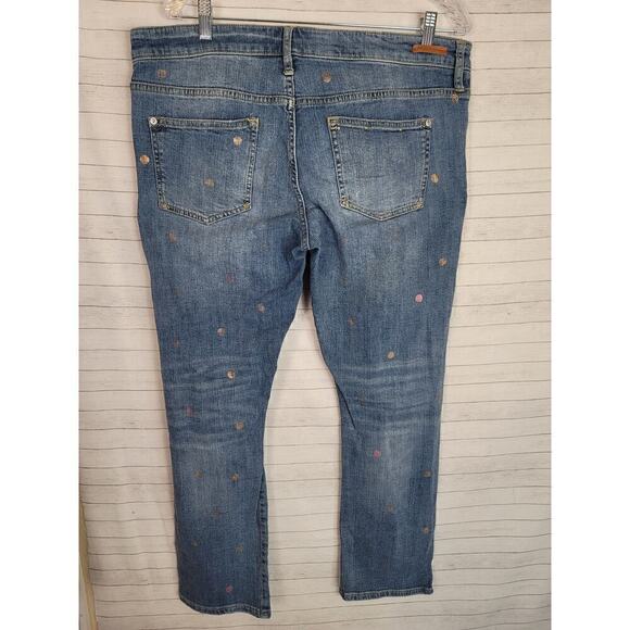 PILCRO POLKA DOT METALLIC HYPHEN STRAIGHT LEG JEANS, SZ 31 - Picture 6 of 15